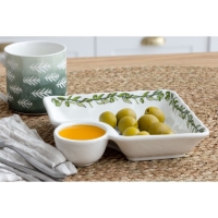 Блюдо керамическое с соусником &laquo;Оливки&raquo;, 18.6 х 17.5 х 4 см, цвет белый