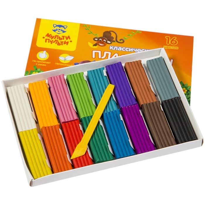 Пластилин 16 цветов 320 гр Мульти-Пульти Пластилин 16 цветов 320 гр Мульти-Пульти "Приключения Енота" со стеком 236484