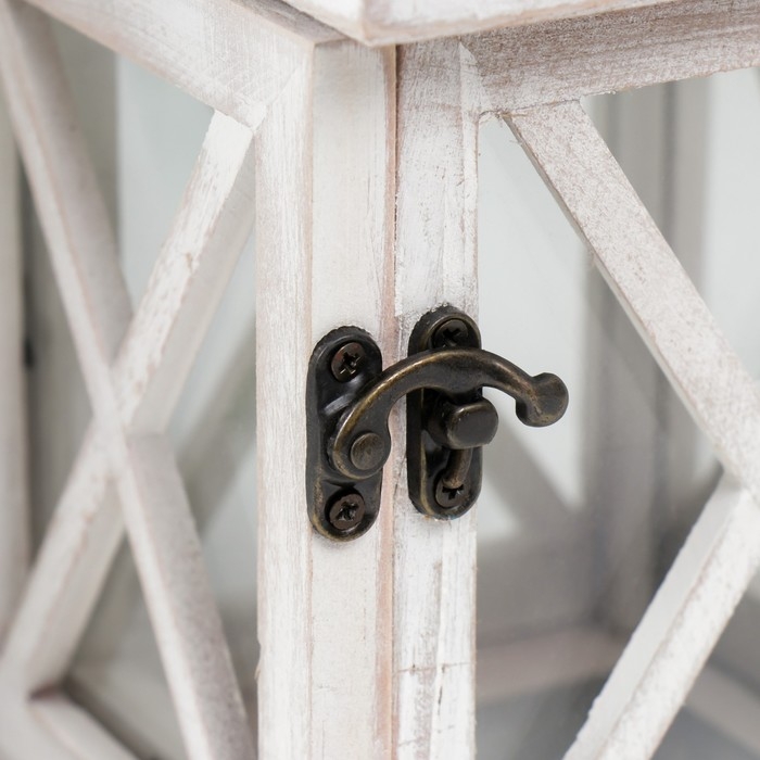 Подсвечник дерево на 1 свечу Подсвечник дерево на 1 свечу "Фонарь" серый и медь 24,5х13,5х13,5 см