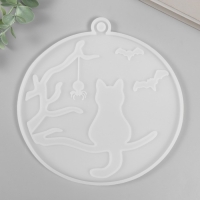 Молд силикон "Кошка на ветке с паучком" 18,2х17,8х0,8 см Молд силикон "Кошка на ветке с паучком" 18,2х17,8х0,8 см