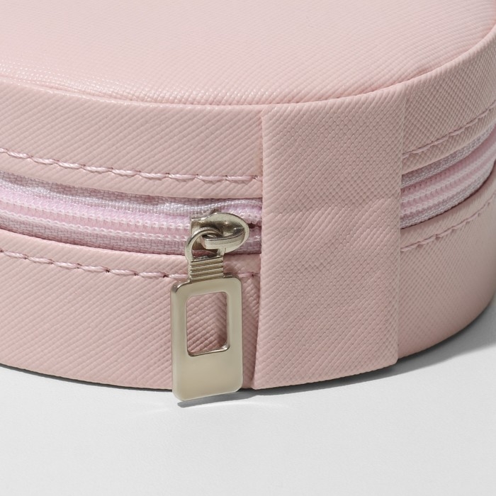 Органайзер для хранения украшений &laquo;Шкатулка портативная круг&raquo;, 9,8&times;9,8&times;4,5 см, цвет розовый