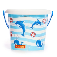 Песочный набор: ведро с наклейкой, ситечко-цветок, совок, грабельки, 2 формочки, лейка