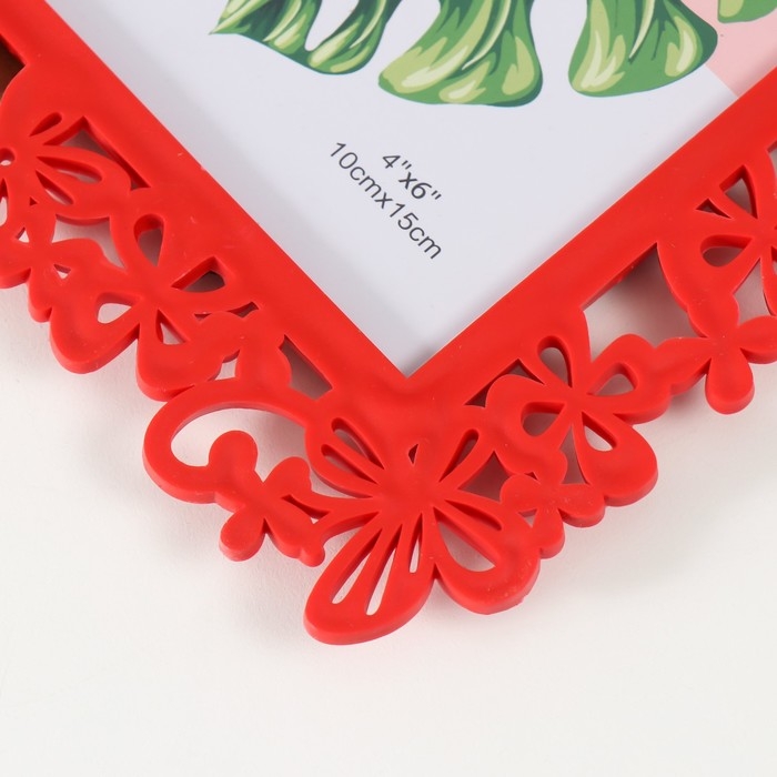 Фоторамка пластик 10х15 см "Бабочки" малиновая 20,5х15,5 см