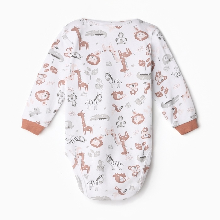 Боди детское, цвет белый/зоопарк, рост 68