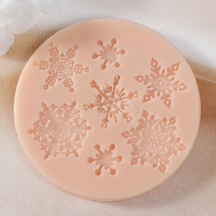 Молд силикон Молд силикон "Снежинки" №2 3,4х3,4х0,1 2,8х2,8х0,1 3х3х0,1 1,7х1,7х0,1 см