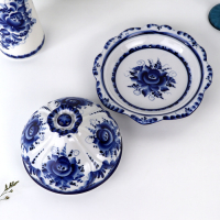 Блинница «Цветок», 24х15 см гжель Блинница «Цветок», 24х15 см гжель