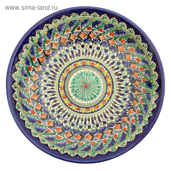 Ляган Риштанская Керамика Ляган Риштанская Керамика "Узоры", 33 см, синий, глубокий