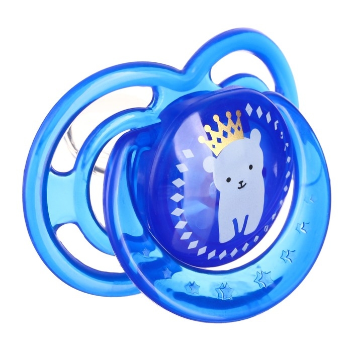 Соска- пустышка ортодотническая &laquo;Мишка&raquo; с колпачком, +6 мес., голубой