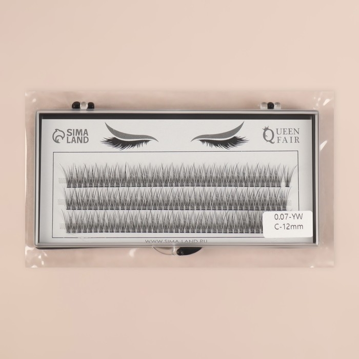 Набор накладных ресниц &laquo;Ласточкин хвост&raquo;, пучки, 12 мм, толщина 0,07 мм, изгиб С, 12 D