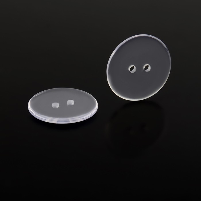 Набор пуговиц, 2 прокола, d = 25 мм, 10 шт, в блистере, цвет прозрачный Набор пуговиц, 2 прокола, d = 25 мм, 10 шт, в блистере, цвет прозрачный