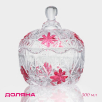 Сахарница стеклянная Доляна &laquo;Венеция листва&raquo;, 300 мл, 10&times;12,5 см, с крышкой