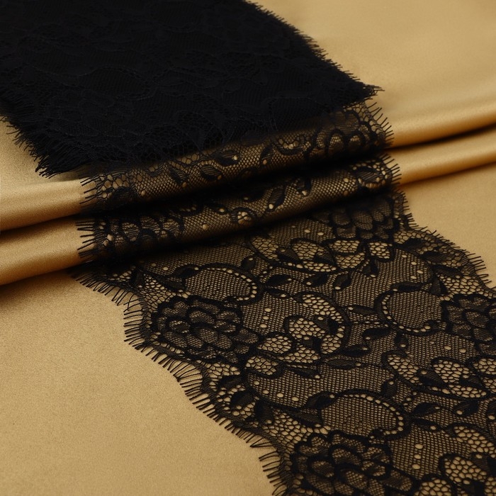 Кружево реснички, 175 мм &times; 3 &plusmn; 0,5 м, цвет чёрный