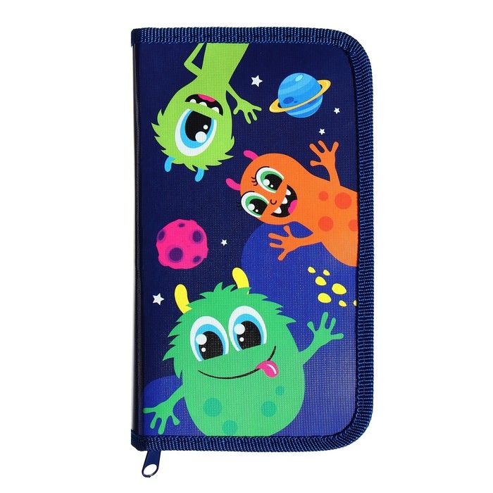 Пенал 1 секция, 115 х 205 мм, с наполнением 16 предметов, Calligrata Пенал 1 секция, 115 х 205 мм, с наполнением 16 предметов, Calligrata "Монстрики" ламинированный картон, 30П26/set