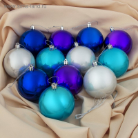 Набор шаров пластик d-8 см, 12 шт "Глянец" микс Набор шаров пластик d-8 см, 12 шт "Глянец" микс