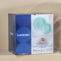 Сервиз столовый Luminarc Carine Light, стеклокерамика, 19 предметов, цвет белый и бирюзовый