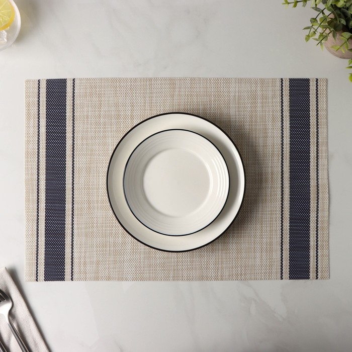 Салфетка сервировочная на стол «Две полосы», 45×30 см, цвет синий Салфетка сервировочная на стол «Две полосы», 45×30 см, цвет синий