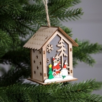 Ёлочная игрушка «Дед Мороз со снеговиками», от батареек, свечение тёплое белое Ёлочная игрушка «Дед Мороз со снеговиками», от батареек, свечение тёплое белое