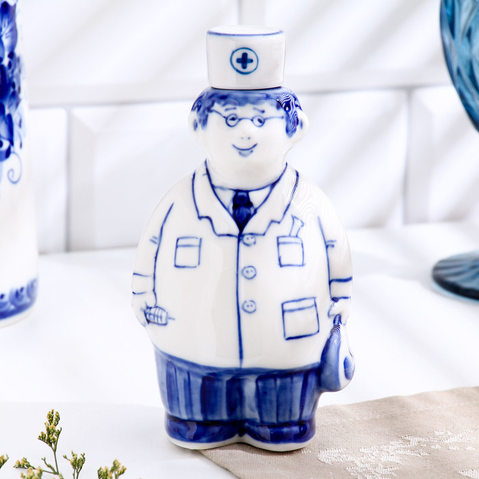 Штоф &laquo;Не болит&raquo;, 0,25 л, 14,5 см, гжель