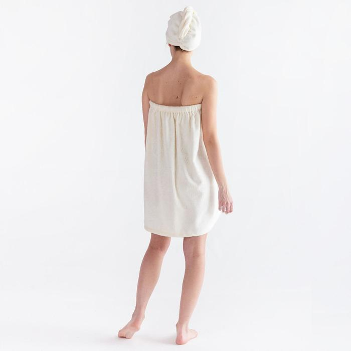 Набор для сауны &laquo;Экономь и Я&raquo; парео 68х150 см+чалма, цвет молочный, 340 г/м2