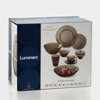 Набор столовый стеклянный Ocean. Eclipse, 44 предметов, цвет коричневый Набор столовый стеклянный Ocean. Eclipse, 44 предметов, цвет коричневый