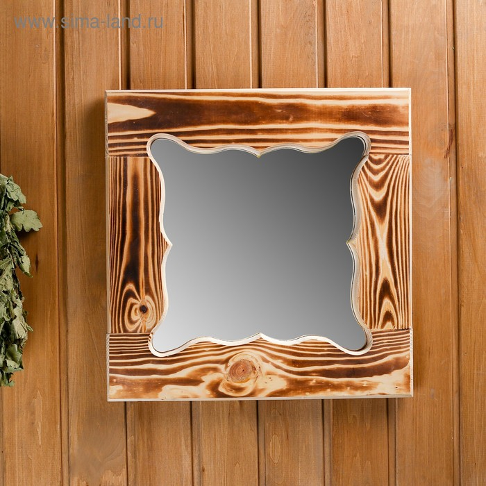 Зеркало резное "Бабочка", сосна, обожжённое, 40&times;40 см