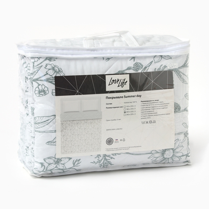 Покрывало LoveLife 1,5 сп Summer day 150*230&plusmn;5 см, жатка, 100% п/э