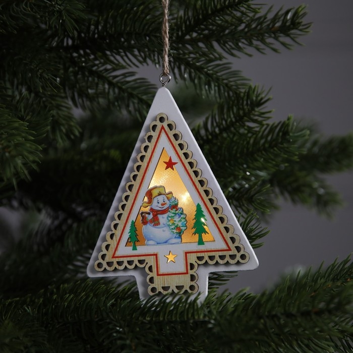 Ёлочная игрушка &laquo;Снеговик&raquo;, от батареек, свечение тёплое белое