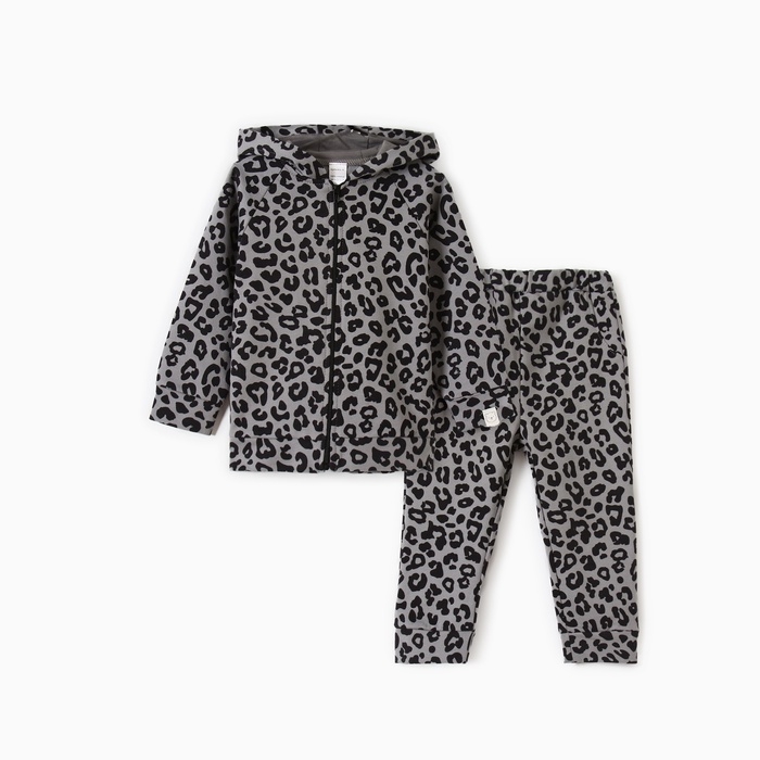 Костюм: толстовка и брюки Крошка Я Trendy grey, рост 74-80 см