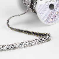 Стразы термоклеевые &laquo;Ромбы&raquo;, ширина - 7 мм, 4,5 &plusmn; 0,5 м, цвет серебряный