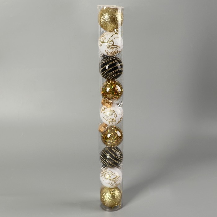 Набор шаров пластик d-6 см, 9 шт "Мелодия" орбита диско элит золото, микс