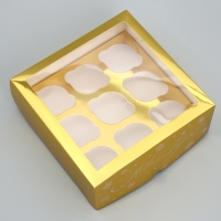 Коробка складная на 9 капкейков с окном «С Новым Годом», 25 х 25 х 10 см, Новый год Коробка складная на 9 капкейков с окном «С Новым Годом», 25 х 25 х 10 см, Новый год