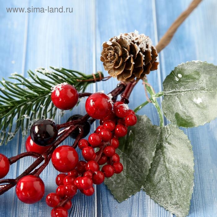 Декор Декор "Зимнее очарование" шишка ягоды хвоя, 17 см