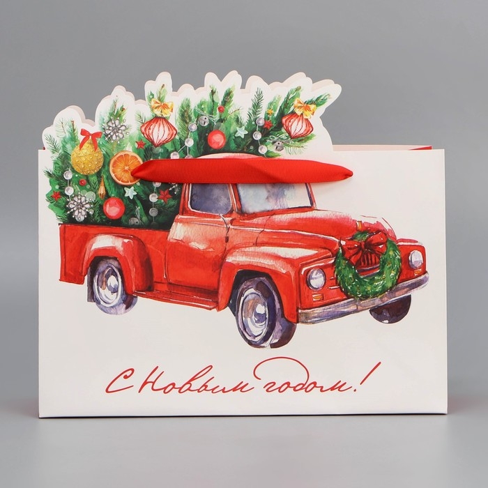 Пакет подарочный новогодний &laquo;Спешу к тебе&raquo;, 30 х 25 х 10 см, Новый год