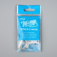 Гирлянда «Нить» 1 м роса, IP20, серебристая нить, 10 LED, батарейки CR2032х2 (в комплекте), свечение тёплое белое Гирлянда «Нить» 1 м роса, IP20, серебристая нить, 10 LED, батарейки CR2032х2 (в комплекте), свечение тёплое белое