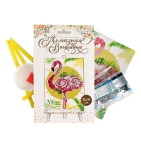 Алмазная мозаика с частичным заполнением на подставке «Фламинго», 13 х 19 см, картон Алмазная мозаика с частичным заполнением на подставке «Фламинго», 13 х 19 см, картон