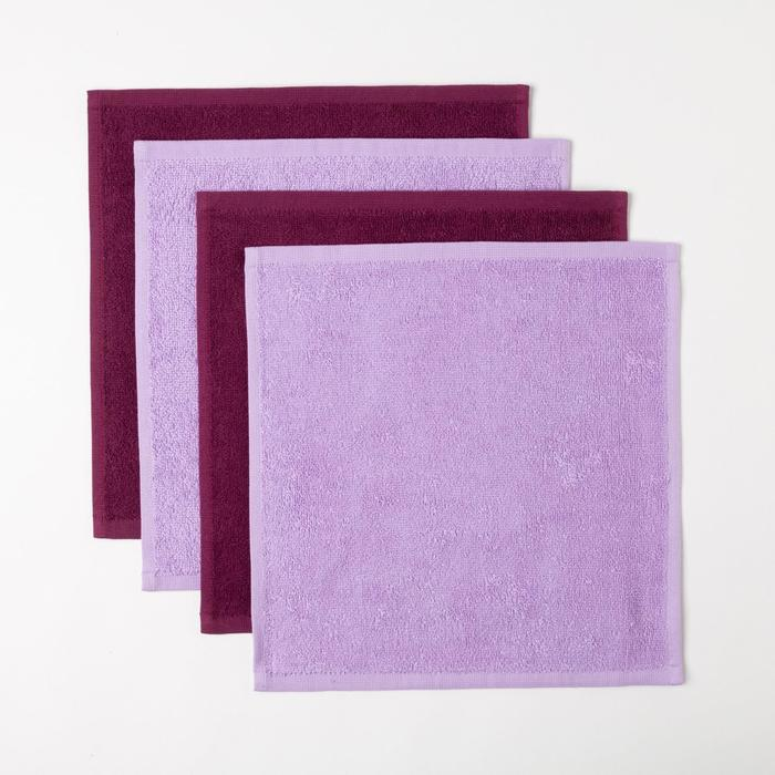 Набор махровых полотенец &laquo;8 Марта&raquo; 30х30 см - 4 шт, 100% хлопок 340 гр/м2