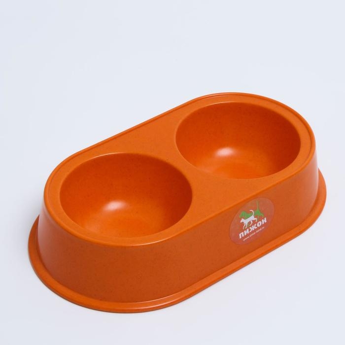 Миска бамбуковая двойная, 23,5 х 13 х 5 см, оранжевая Миска бамбуковая двойная, 23,5 х 13 х 5 см, оранжевая