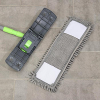 Швабра для мытья пола плоская Доляна, окрашенный телескопический черенок, микрофибра букля, 42&times;12&times;73(124) см