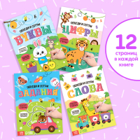 Обучающий набор многоразовых книг &laquo;Пиши-стирай&raquo;, 4 шт. по 12 стр., 2 маркера, в коробке