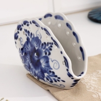 Салфетница &laquo;Ракушка&raquo;, ажурная,  гжель