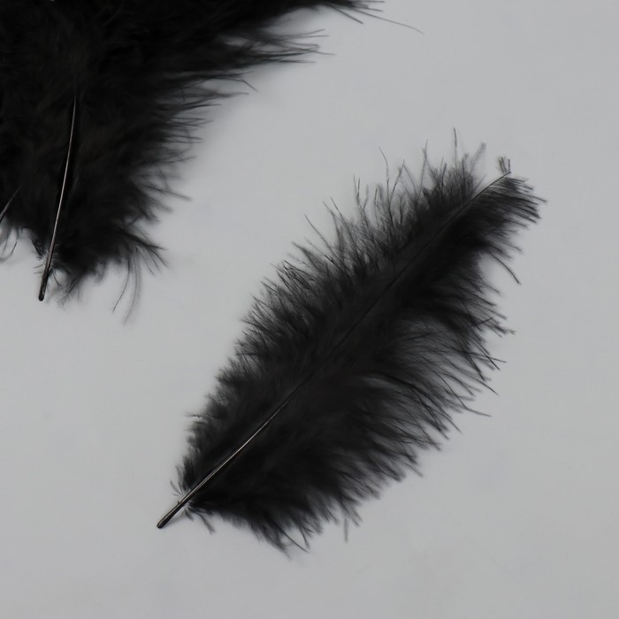 Перо декоративное гусиное пуховое "Чёрное" набор 40 шт h=10-15 см