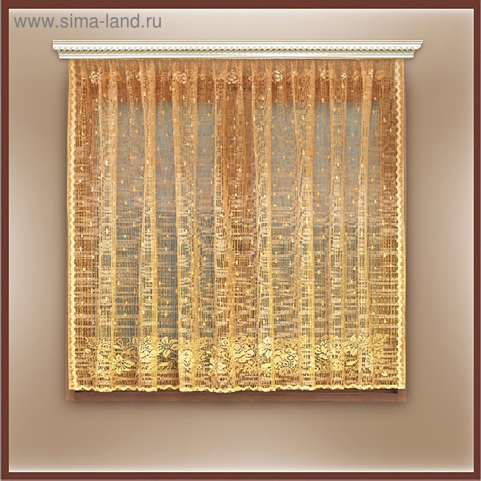 Тюль на кухню со шторной лентой, 235х160 см, цвет бежевый