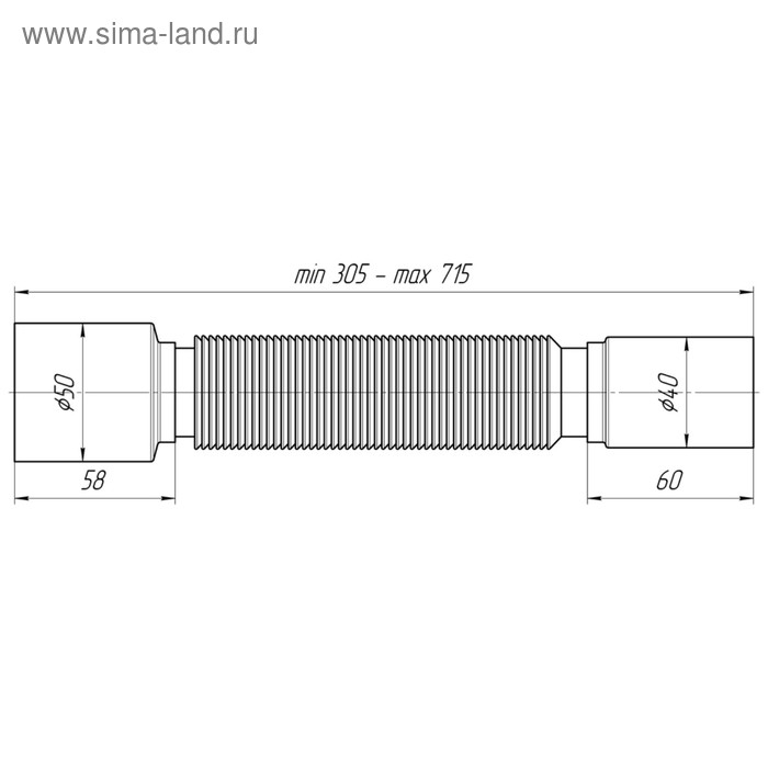Труба гофрированная Труба гофрированная "АНИ Пласт" K405, 40 х 50 мм, L= 305-715 мм