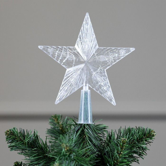 Светодиодная верхушка на ёлку &laquo;Звезда красная&raquo; 16 см, 10 LED, провод 2 метра, 220 В, свечение красное