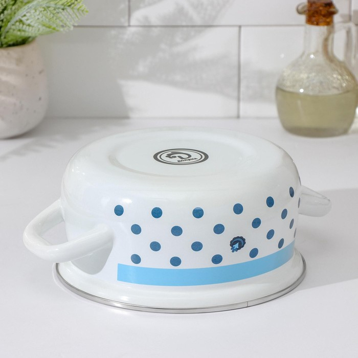 Кастрюля эмалированная Доляна &laquo;Свиристель&raquo;, 1.5 л, индукция, цвет белый