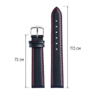 Ремешок для часов, мужской, 18 мм, запряжник 75 мм, горт 115 мм, натуральная кожа, чёрный