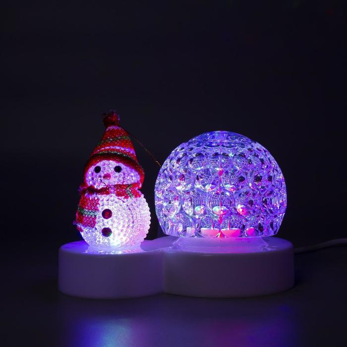 Световой прибор &laquo;Снеговик с прозрачным шаром&raquo; 9.5 см, свечение мульти, 220 В
