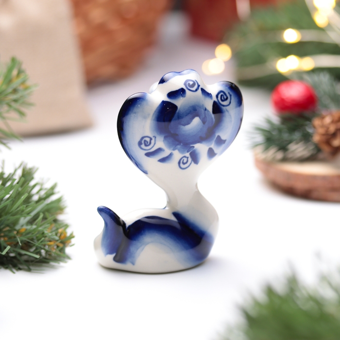 Новый год. Сувенир символ года 2025 Новый год. Сувенир символ года 2025 "Змея Василиса", гжель, 8,5 см
