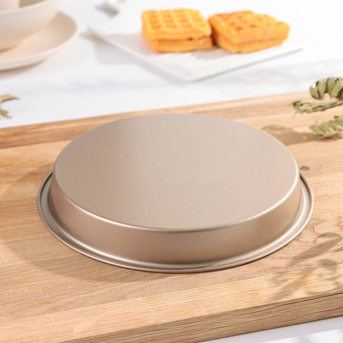 Форма для выпечки Доляна &laquo;Круг. Золото&raquo;, d=20 см, антипригарное покрытие, цвет коричневый