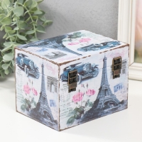 Шкатулка дерево "Эйфелева башня и пионы" 12х16х12 см Шкатулка дерево "Эйфелева башня и пионы" 12х16х12 см